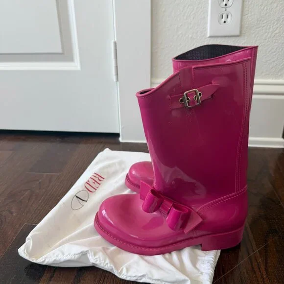 Valentino Bright Pink Rain Boot, Size 38 - Picture 2 of 4